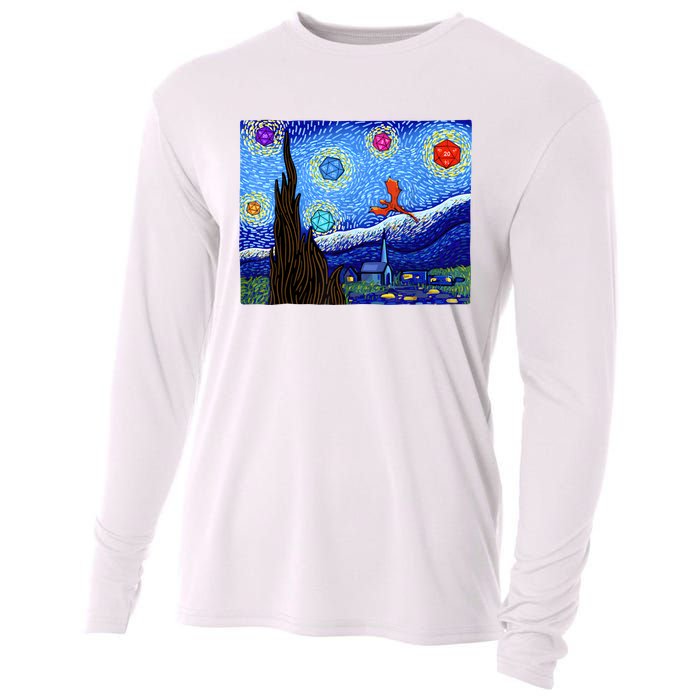 Dungeons Van Gogh Starry Night D20 Dragons Cooling Performance Long Sleeve Crew