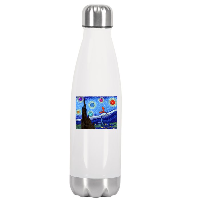 Dungeons Van Gogh Starry Night D20 Dragons Stainless Steel Insulated Water Bottle