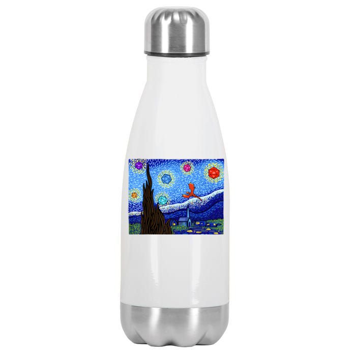 Dungeons Van Gogh Starry Night D20 Dragons Stainless Steel Insulated Water Bottle