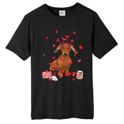 Dog Valentine Gift Cute Dachshund Valentine's Day Tall Fusion ChromaSoft Performance T-Shirt