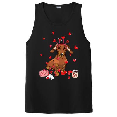 Dog Valentine Gift Cute Dachshund Valentine's Day PosiCharge Competitor Tank