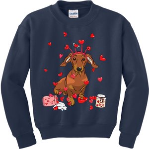 Dog Valentine Gift Cute Dachshund Valentine's Day Kids Sweatshirt