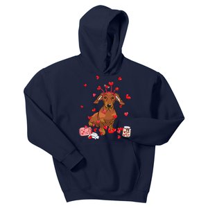 Dog Valentine Gift Cute Dachshund Valentine's Day Kids Hoodie