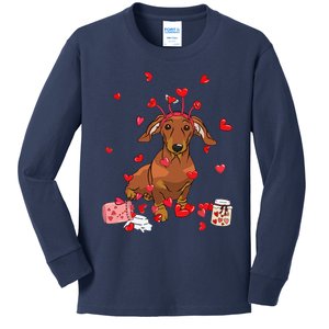 Dog Valentine Gift Cute Dachshund Valentine's Day Kids Long Sleeve Shirt