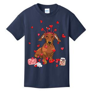 Dog Valentine Gift Cute Dachshund Valentine's Day Kids T-Shirt