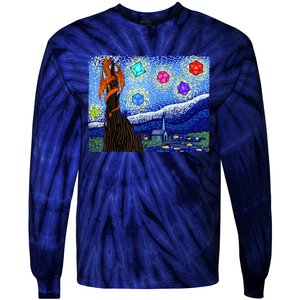 Dungeons Van Gogh Starry Night D20 Dragons Tie-Dye Long Sleeve Shirt