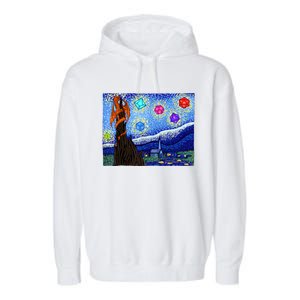 Dungeons Van Gogh Starry Night D20 Dragons Garment-Dyed Fleece Hoodie