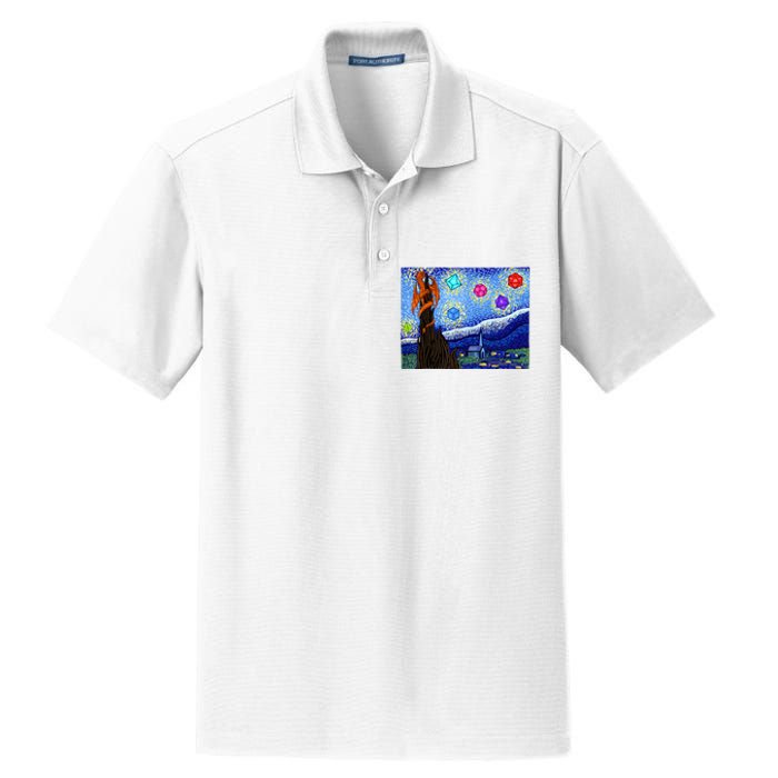 Dungeons Van Gogh Starry Night D20 Dragons Dry Zone Grid Polo