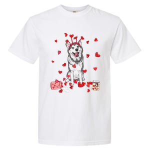 Dog Valentine Gift Cute Siberian Husky Valentine's Day Garment-Dyed Heavyweight T-Shirt