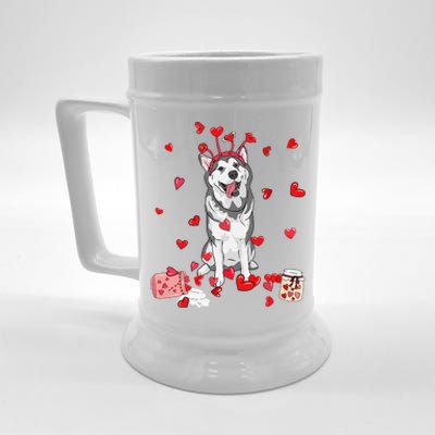 Dog Valentine Gift Cute Siberian Husky Valentine's Day Beer Stein