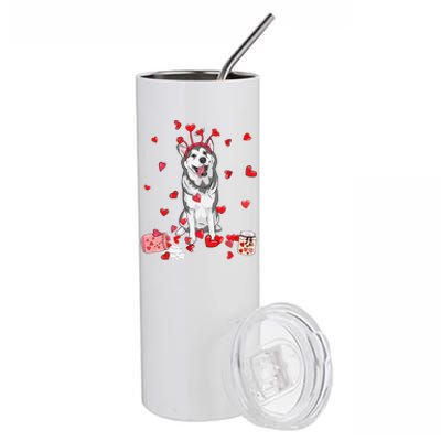 Dog Valentine Gift Cute Siberian Husky Valentine's Day Stainless Steel Tumbler