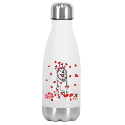 Dog Valentine Gift Cute Siberian Husky Valentine's Day Stainless Steel Insulated Water Bottle