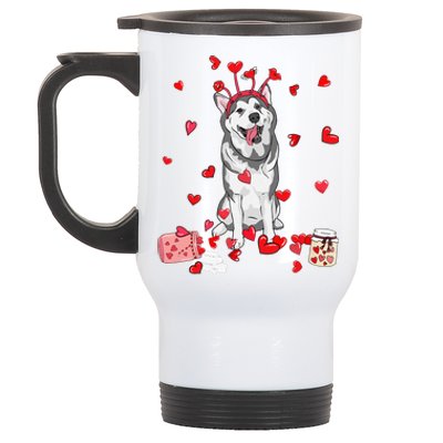 Dog Valentine Gift Cute Siberian Husky Valentine's Day Stainless Steel Travel Mug