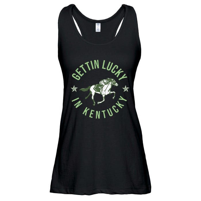 Derby Vintage Getting Lucky In Kentucky Horse Racing Ladies Essential Flowy Tank