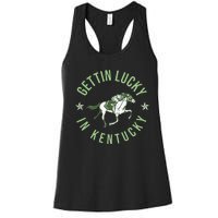 Derby Vintage Getting Lucky In Kentucky Horse Racing Women's Racerback Tank