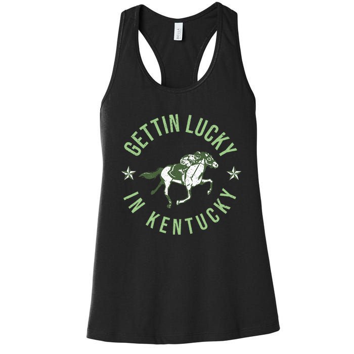 Derby Vintage Getting Lucky In Kentucky Horse Racing Women's Racerback Tank