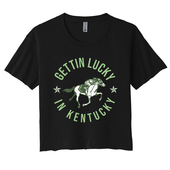 Derby Vintage Getting Lucky In Kentucky Horse Racing Women's Crop Top Tee