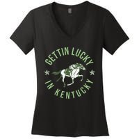 Derby Vintage Getting Lucky In Kentucky Horse Racing Women's V-Neck T-Shirt