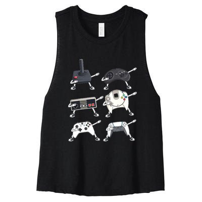 Dabbing Video Game Controllers Funny Boys Gamer Dab Women's Racerback Cropped Tank