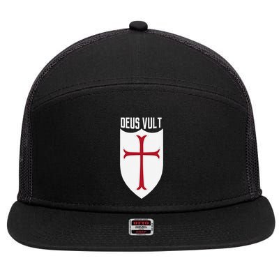 Deus Vult God Wills It Crusader Meme 7 Panel Mesh Trucker Snapback Hat