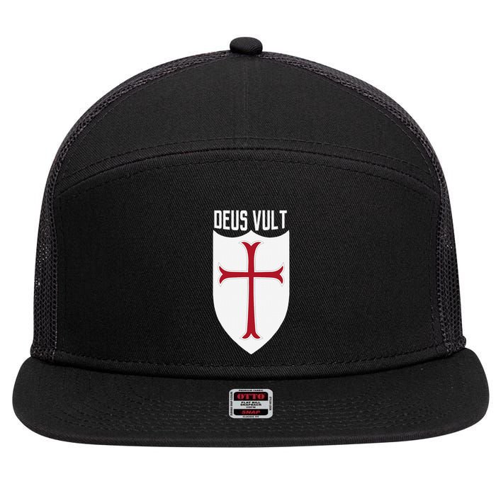Deus Vult God Wills It Crusader Meme 7 Panel Mesh Trucker Snapback Hat