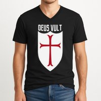 Deus Vult God Wills It Crusader Meme V-Neck T-Shirt