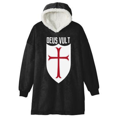 Deus Vult God Wills It Crusader Meme Hooded Wearable Blanket