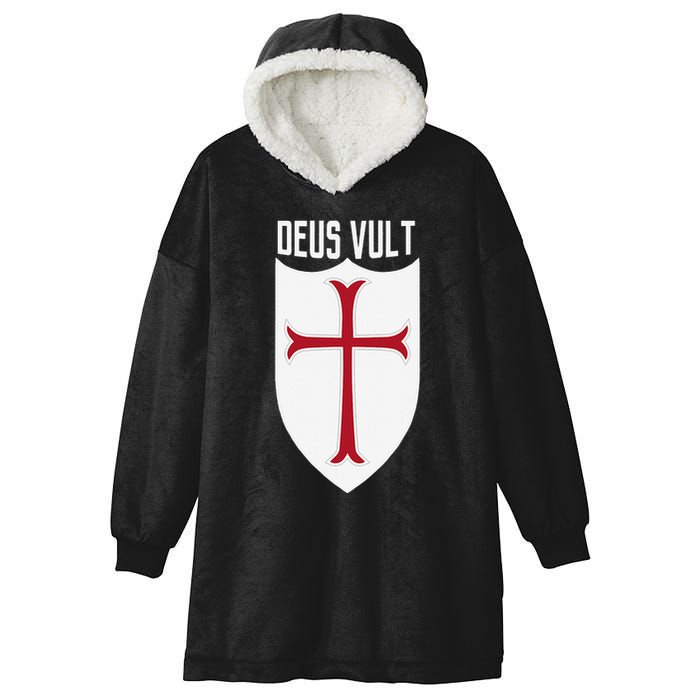 Deus Vult God Wills It Crusader Meme Hooded Wearable Blanket