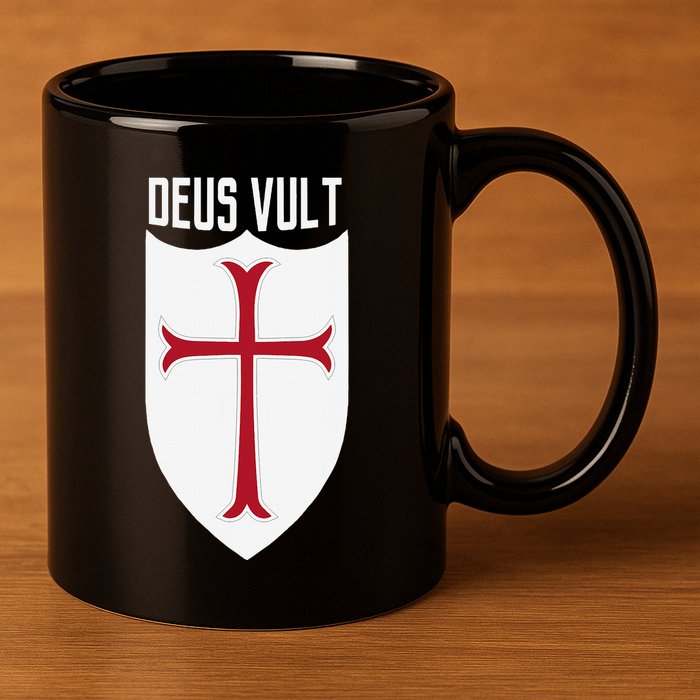 Deus Vult God Wills It Crusader Meme 11oz C Handle Ceramic Mug