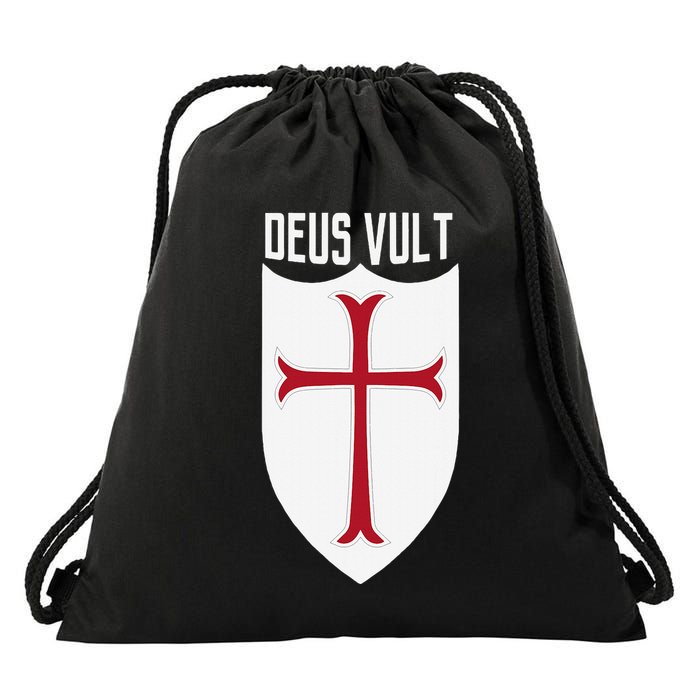 Deus Vult God Wills It Crusader Meme Drawstring Bag