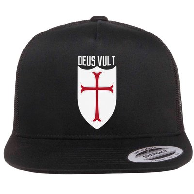 Deus Vult God Wills It Crusader Meme Flat Bill Trucker Hat