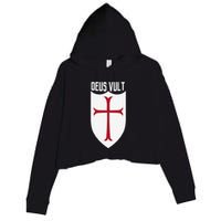Deus Vult God Wills It Crusader Meme Crop Fleece Hoodie