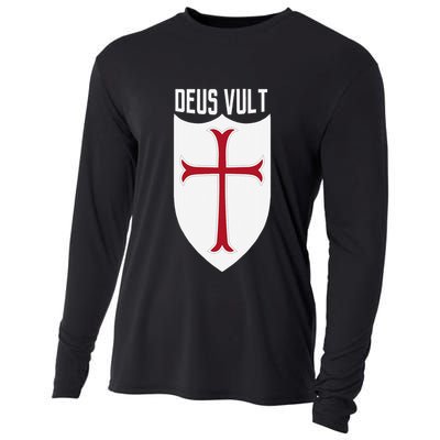 Deus Vult God Wills It Crusader Meme Cooling Performance Long Sleeve Crew