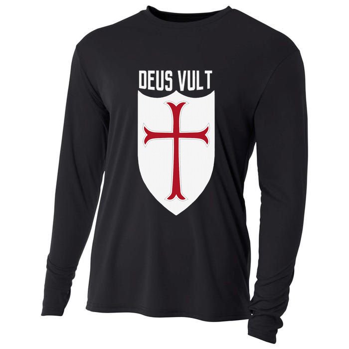 Deus Vult God Wills It Crusader Meme Cooling Performance Long Sleeve Crew