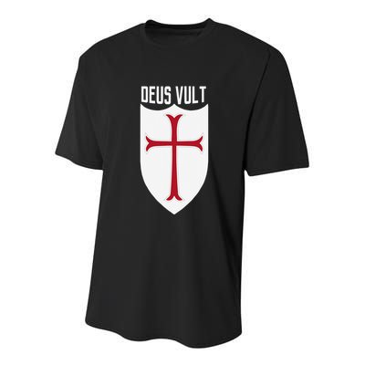 Deus Vult God Wills It Crusader Meme Youth Performance Sprint T-Shirt
