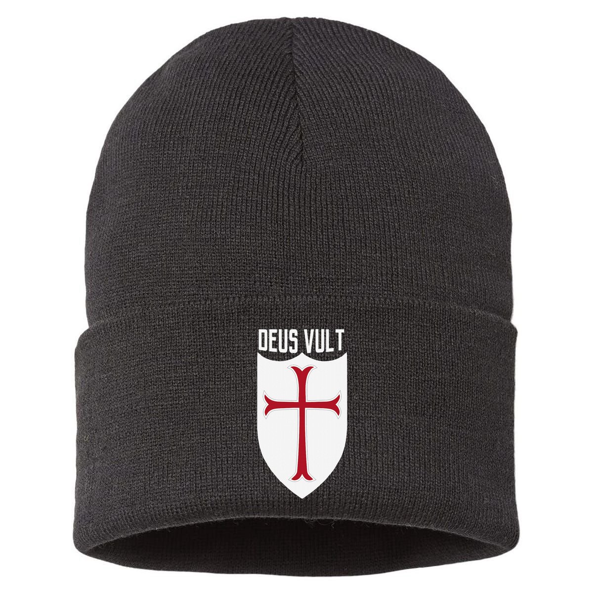 Deus Vult God Wills It Crusader Meme Sustainable Knit Beanie