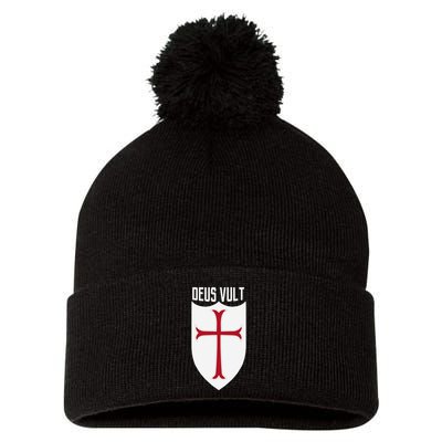 Deus Vult God Wills It Crusader Meme Pom Pom 12in Knit Beanie