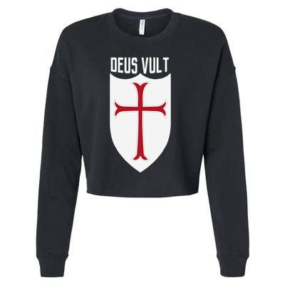 Deus Vult God Wills It Crusader Meme Cropped Pullover Crew