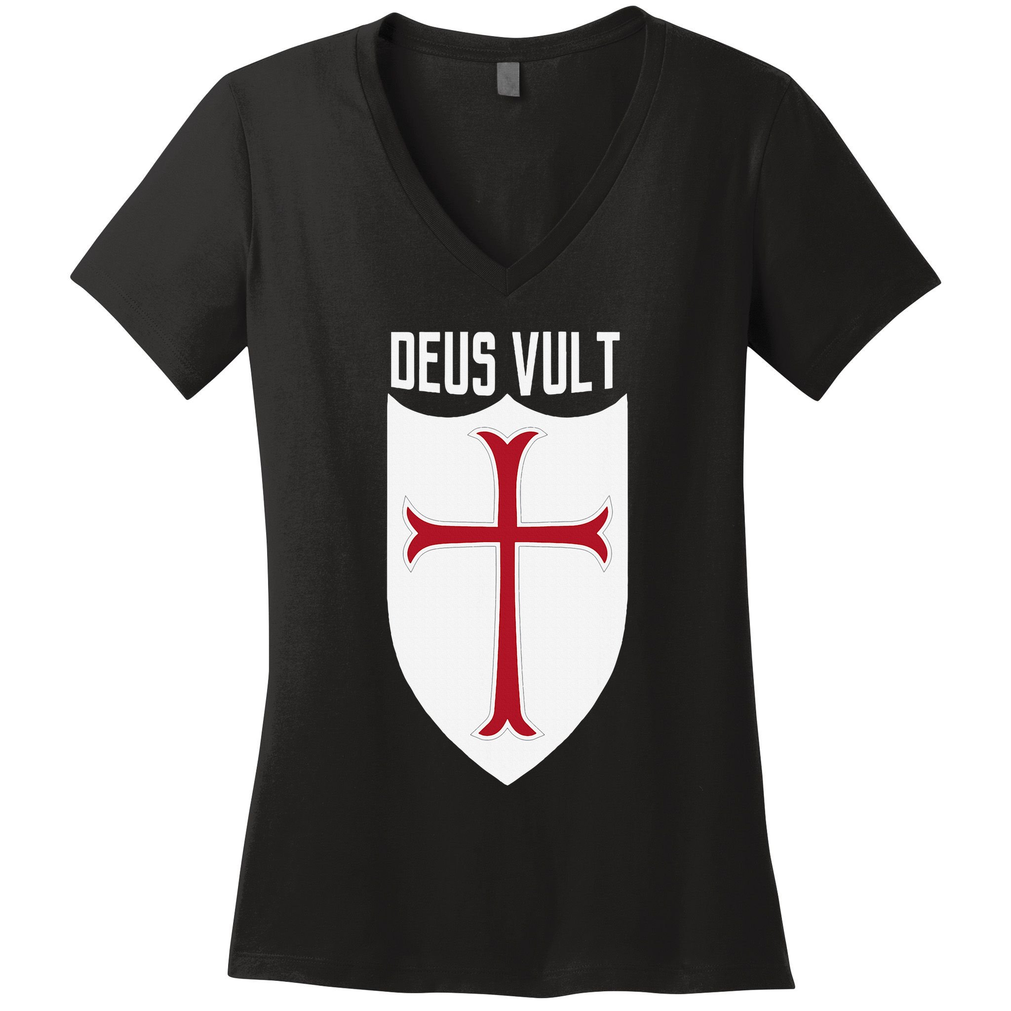 Deus Vult God Wills It Crusader Meme Women's V-Neck T-Shirt