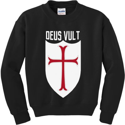 Deus Vult God Wills It Crusader Meme Kids Sweatshirt