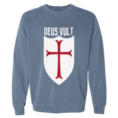Deus Vult God Wills It Crusader Meme Garment-Dyed Sweatshirt