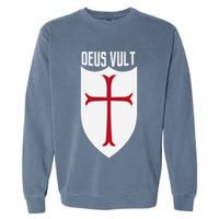 Deus Vult God Wills It Crusader Meme Garment-Dyed Sweatshirt