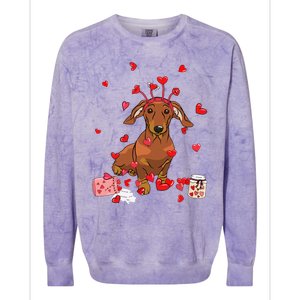 Dog Valentine Gift Cute Dachshund Valentines Day Colorblast Crewneck Sweatshirt