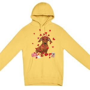 Dog Valentine Gift Cute Dachshund Valentines Day Premium Pullover Hoodie