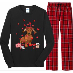 Dog Valentine Gift Cute Dachshund Valentines Day Long Sleeve Pajama Set