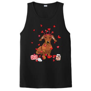 Dog Valentine Gift Cute Dachshund Valentines Day PosiCharge Competitor Tank