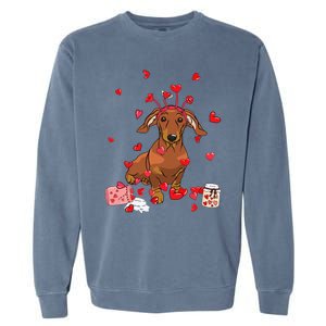 Dog Valentine Gift Cute Dachshund Valentines Day Garment-Dyed Sweatshirt