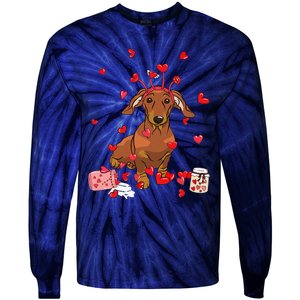 Dog Valentine Gift Cute Dachshund Valentines Day Tie-Dye Long Sleeve Shirt