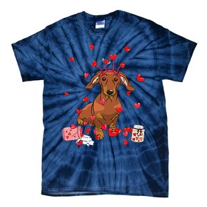 Dog Valentine Gift Cute Dachshund Valentines Day Tie-Dye T-Shirt