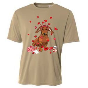 Dog Valentine Gift Cute Dachshund Valentines Day Cooling Performance Crew T-Shirt